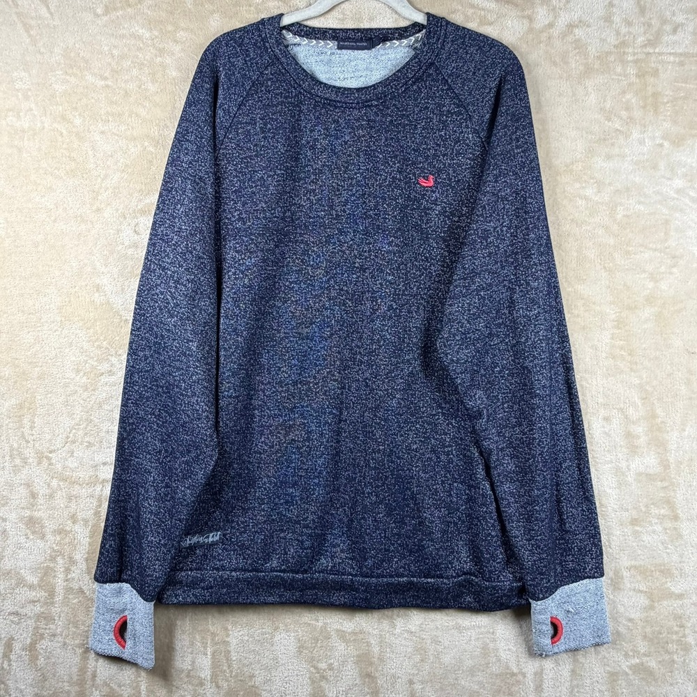 Southern Marsh Mens L Navy Marled Raglan Sweatshirt Thumbholes French Terry